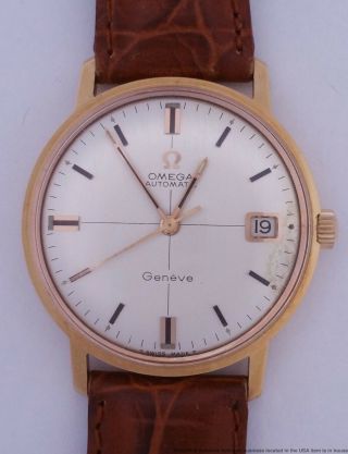 Vintage 18k Rose Gold Omega Automatic 166.  037 Mens Cal 565 Wrist Watch
