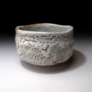 FM12: Japanese Pottery Tea bowl,  Shino ware by famous potter,  Shuichi Sawada 2