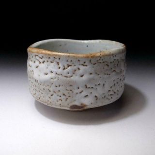 FM12: Japanese Pottery Tea bowl,  Shino ware by famous potter,  Shuichi Sawada 4