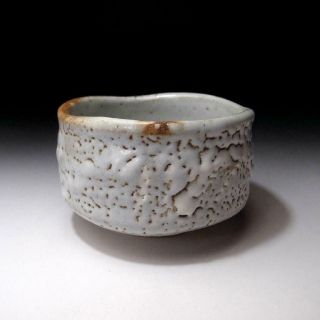 FM12: Japanese Pottery Tea bowl,  Shino ware by famous potter,  Shuichi Sawada 5