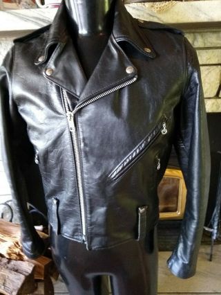 Vintage 1970s Amf Harley Davidson Black Leather Motorcycle Jacket Biker Coat