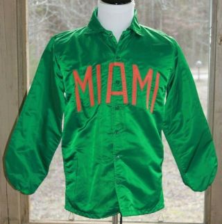 Wilson 36 University Of Miami Ncaa Green Snap Button Front Green Vintage Jacket