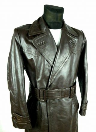 1940 ' s German Horsehide Leather Coat Jacket S / M Vintage Motorcycle WW2 5