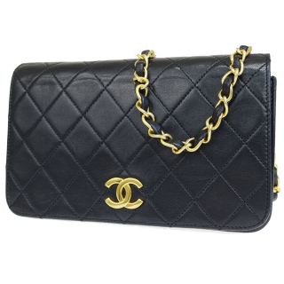 Auth Chanel Cc Matelasse Mini Chain Shoulder Bag Leather Black Vintage 97es439
