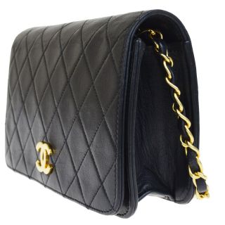 Auth CHANEL CC Matelasse Mini Chain Shoulder Bag Leather Black Vintage 97ES439 2