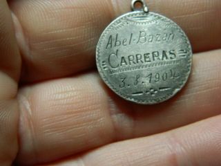 Un Researched Vintage Silver Pendant Date 1904 Carreras Metal Detecting Detector