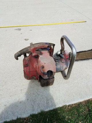 Mall 12A 2 man chainsaw,  running,  collector mall two man vintage chainsaw 3