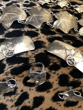 MAX REIG Sterling Silver Rare Set Leaf Bracelets/earrings/ring/hair clips 3