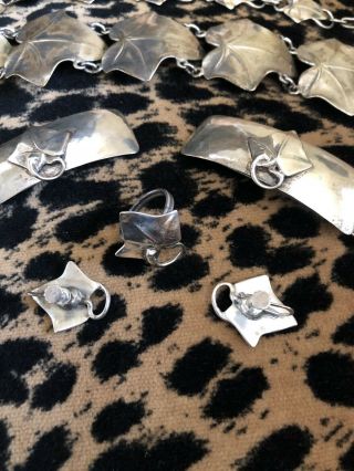 MAX REIG Sterling Silver Rare Set Leaf Bracelets/earrings/ring/hair clips 4