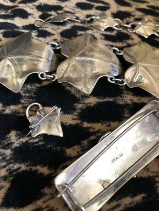 MAX REIG Sterling Silver Rare Set Leaf Bracelets/earrings/ring/hair clips 6
