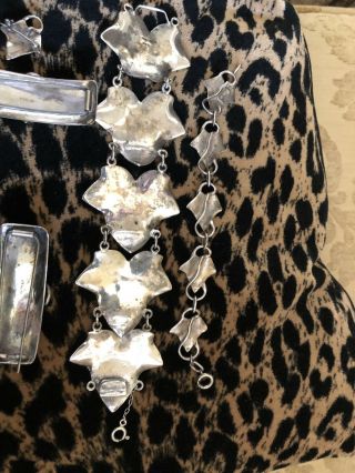 MAX REIG Sterling Silver Rare Set Leaf Bracelets/earrings/ring/hair clips 7