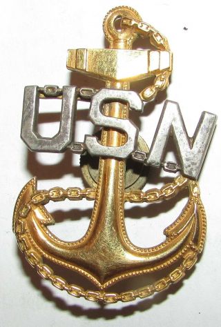 H&h Viking 1/20th 10k Gf Ww2 Chief Petty Officer Hat Badge United States Navy