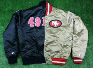 Vintage Starter San Francisco 49ers Reversible Satin Jacket Men Size Medium 80s