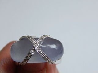 Rare Purple Moonstone & Diamonds Ring In 14k White Gold - - Gorgeous