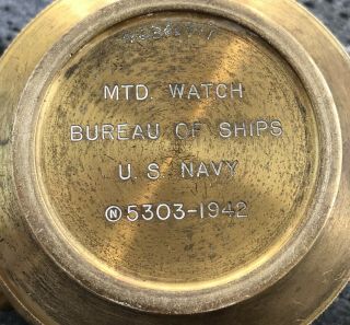 Vintage Maritime 1942 WWII US Navy MTD Hamilton Model 22 Chronometer Clock Watch 7