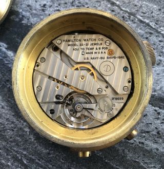 Vintage Maritime 1942 WWII US Navy MTD Hamilton Model 22 Chronometer Clock Watch 8