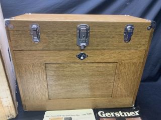 Vintage H.  Gerstner & Sons Model 042 10 Drawer Oak Machinist Tool Box Chest 2