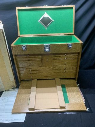 Vintage H.  Gerstner & Sons Model 042 10 Drawer Oak Machinist Tool Box Chest 7