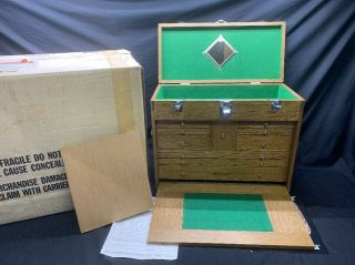 Vintage H.  Gerstner & Sons Model 042 10 Drawer Oak Machinist Tool Box Chest 8