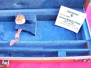 Vintage Browning Auto - 5 Shotgun Leather Gun Case w/keys Blue Velvet Lined 9