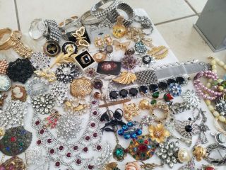 13 lbs of vintage rhinestone Jewelry for Harvesting crafts 10