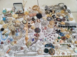 13 Lbs Of Vintage Rhinestone Jewelry For Harvesting Crafts
