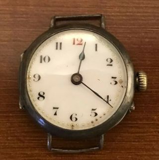 Rare Early Antique Sterling Silver Rolex Watch Swiss Runs But Needs Adjustment