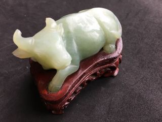 Vintage Or Antique Chinese Carved Jade Ox Cattle Bull A/f 4