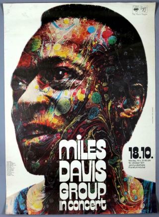 Miles Davis - Mega Rare Vintage Frankfurt 1971 Concert Poster Kieser