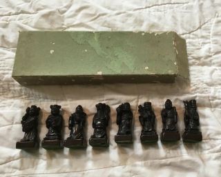 Vintage Chinese Wood Hand Carved Set - Eight Immortals - 1940’s