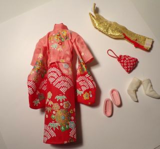 Vintage Skipper Japanese Exclusive Pink Skin Straight Leg Complete Kimono Outfit 8