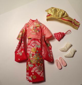 Vintage Skipper Japanese Exclusive Pink Skin Straight Leg Complete Kimono Outfit 9
