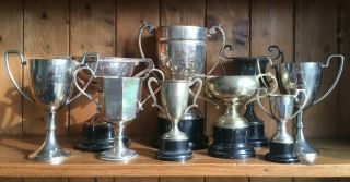 9 X Silver Plate Trophies