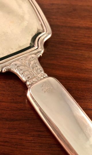 CHARLES THOMAE & SONS STERLING SILVER & GUILLOCHE (ENAMEL) HAND MIRROR NO MONO 7