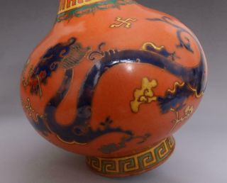 Fine Antique Chinese Porcelain Dragon Famille - Rose Vase Yongzheng Marked 6