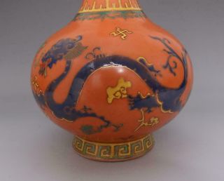 Fine Antique Chinese Porcelain Dragon Famille - Rose Vase Yongzheng Marked 7