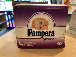 Vintage Pampers Phases Large Diapers For Boys / Girls 10ct Rare