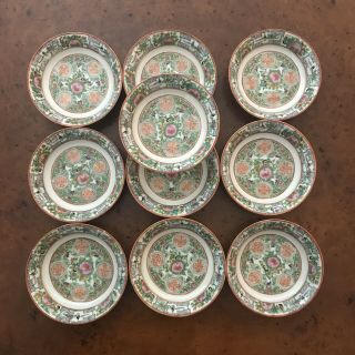 Set 10 Antique Chinese Canton Famille Rose Medallion 5 In Butterfly Bowls China