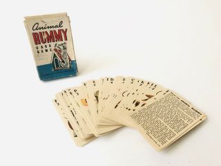 Vintage Animal Rummy Card Game Whitman Publishing Company No 3012 Complete Deck