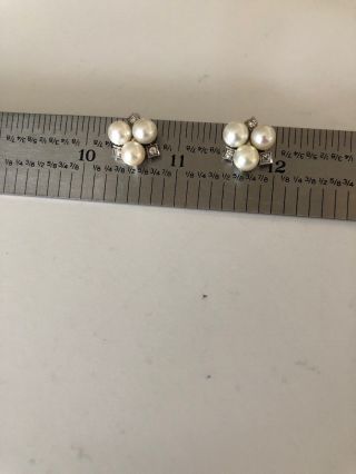Vintage 14k White Gold Diamond Culture Pearl Screw On Earrings 5,  3 Gram