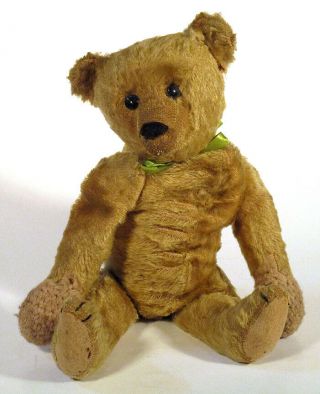 1910s 1920s Antique Vintage Teddy Bear Mohair Glass Eyes Excelsior Stuffed