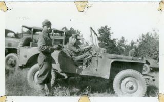 Org Wwii Photo: American Gi With Willys Jeep