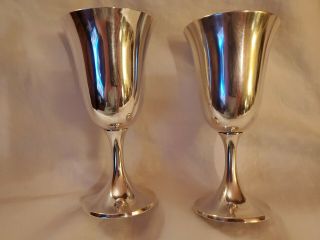Two Gorham Sterling Silver Water Goblets,  One Gold Wash,  Heavy Pretty Goblets