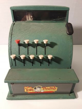 Vintage Tom Thumb Collectable Cash Register Green Metal In