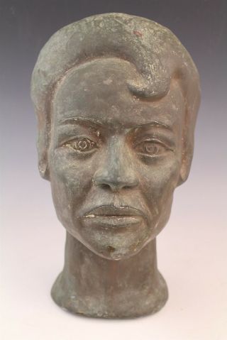 Vintage Signed Kaa Heavy Cast Metal Bronze ? Female Figural Bust Sculpture