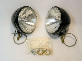 Vintage Nos Dietz Black Headlights No.  9 - 820 W/ Hardware Kit