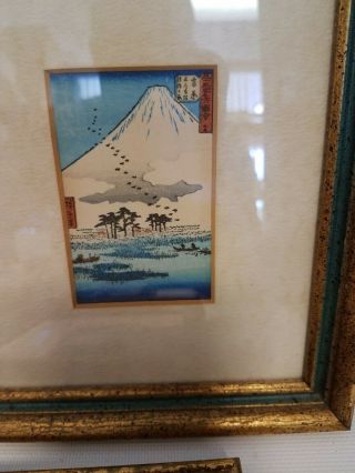 Utagawa Hiroshige SET OF 6 ANTIQUE JAPANESE MINIATURE WOODBLOCK PRINTS FRAMED 4