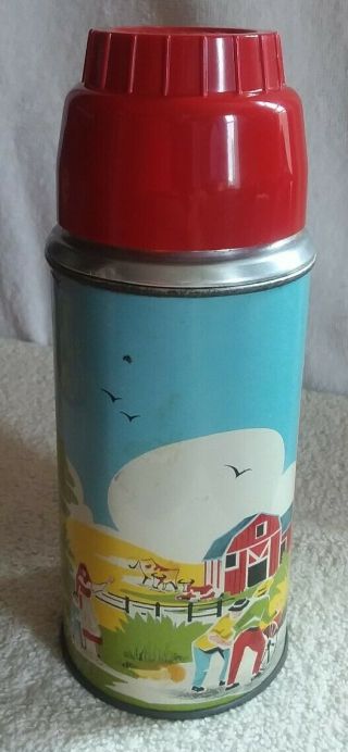 VINTAGE 1958 OPEN DOOR BARN DOME LUNCHBOX w/ TAG & THERMOS 7