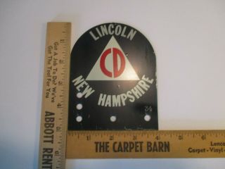Wwii Lincoln Nh Civil Defense Auto License Plate Topper Lincoln,  N.  H.  Sign 5x4