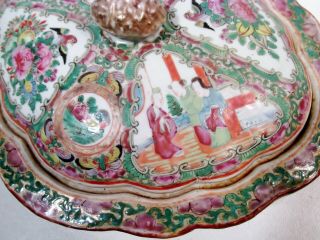 Late 19thC Chinese Famille Rose Medallion Oval Casserole Polychrome Enamels 2